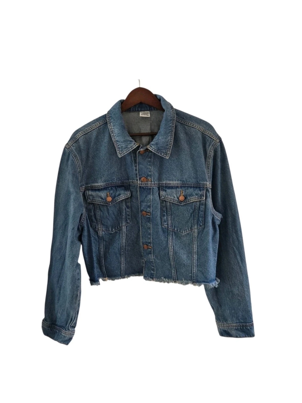 Victorias Secret Pink Blue Denim Jean Jacket Cutoff Cropped Womens Size L